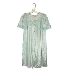 Katz Nightgown Nightie Vintage 70s Lace Trim Fairy Whimsy Short Sleeve Womens